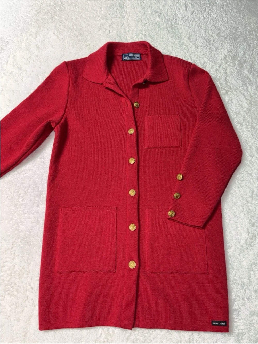 Saint James Depuis 1889 Red Wool Cardigan Size 8 Retail $495